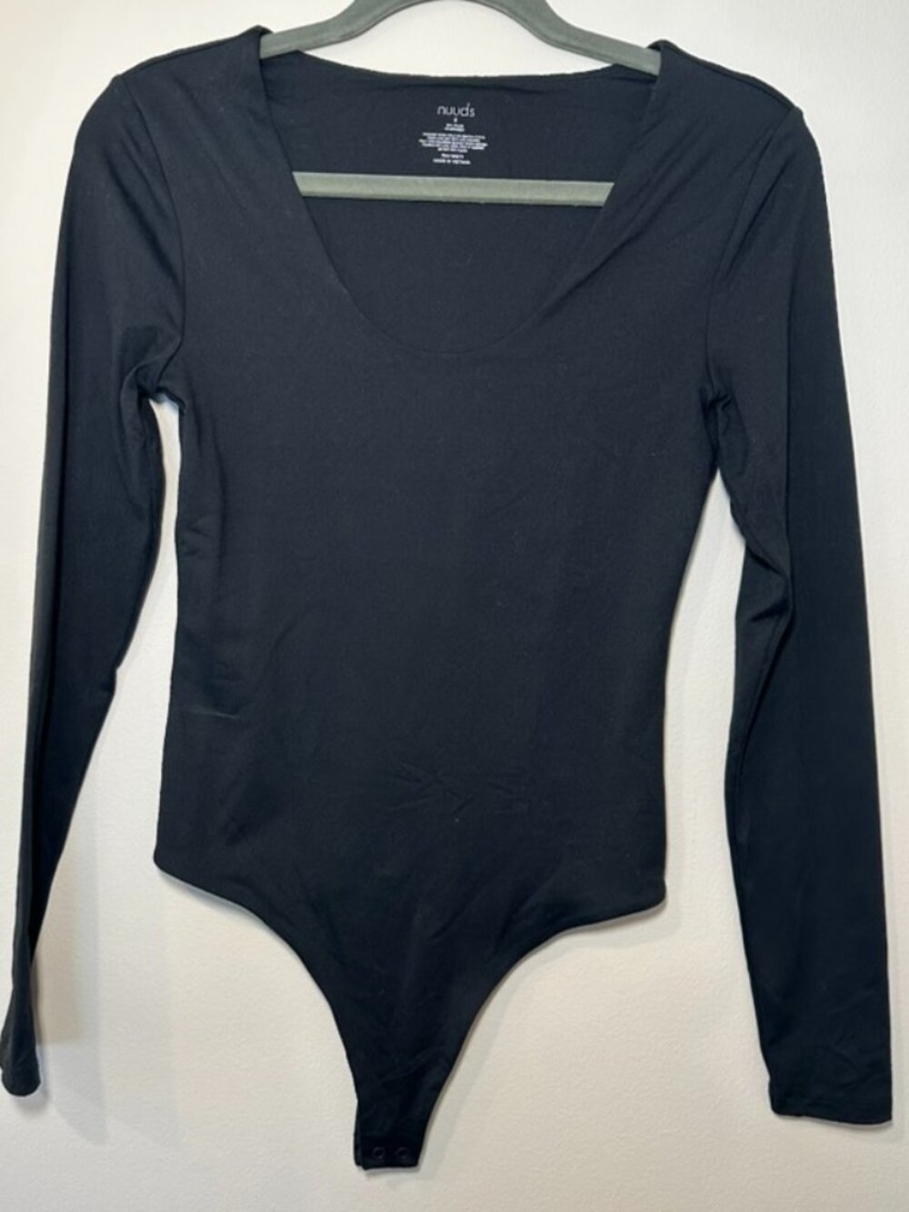 Nuuds Long Sleeve Scoop Neck Bodysuit, Black